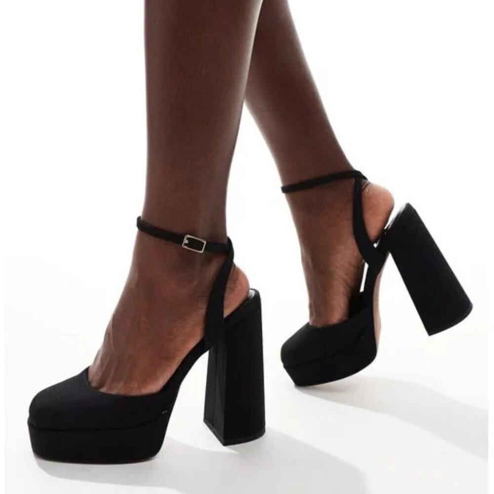 Like New ASOS Wide Fit Waterloo Platform Block Heel